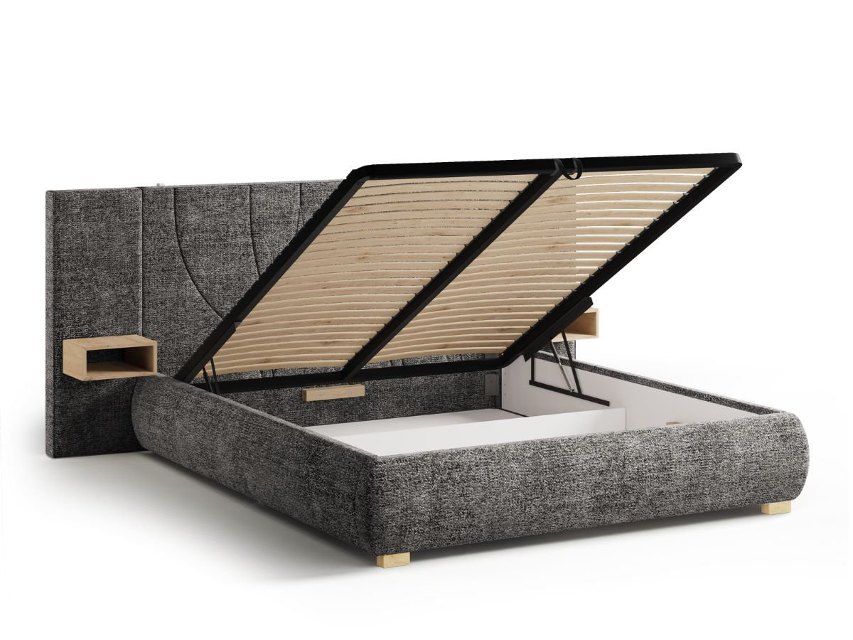 Lit coffre FLOA avec chevets et LED intégrées