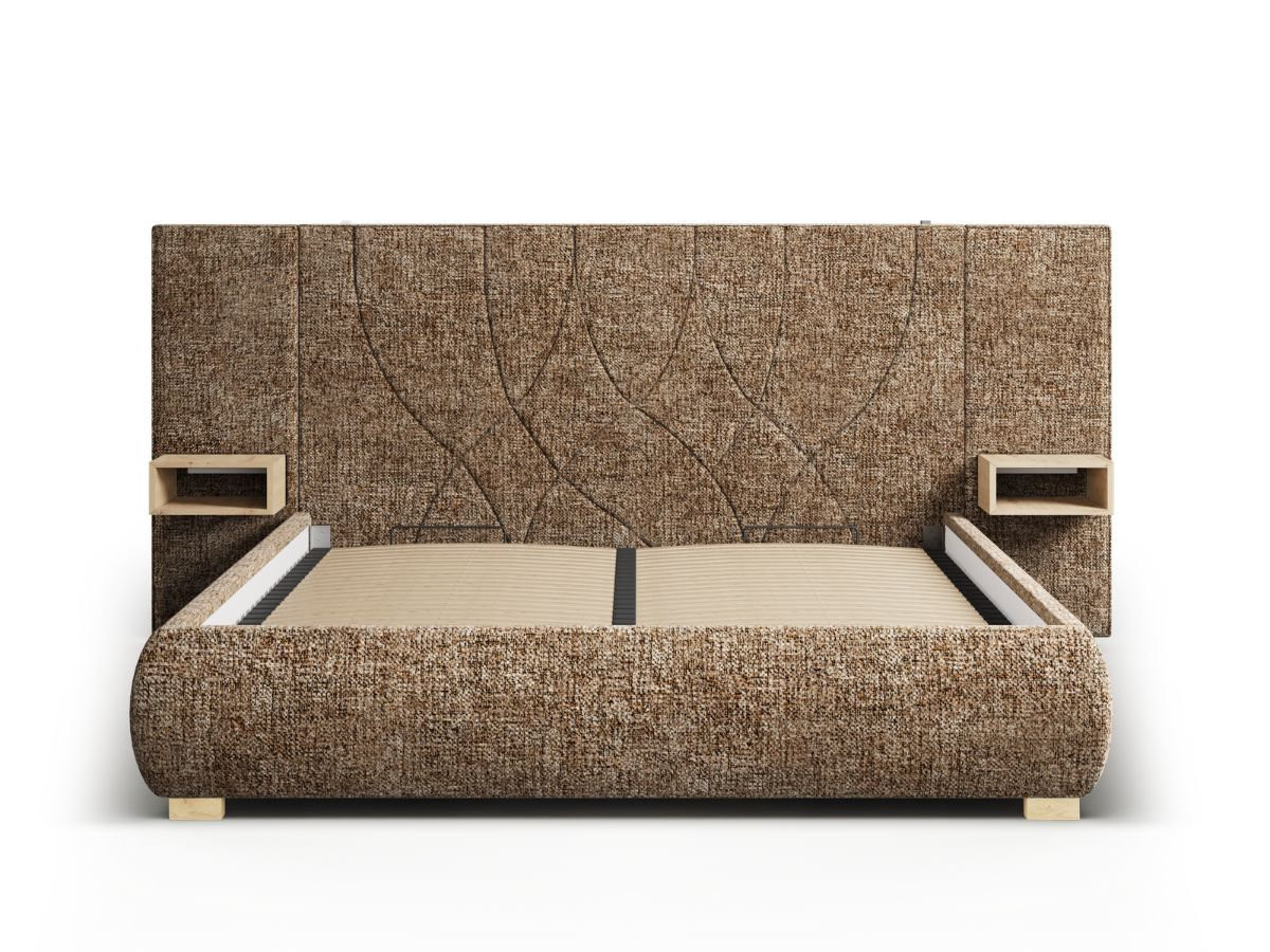 floa opbergbed met nachtkastjes en geïntegreerde ledverlichting gekleurd bruin