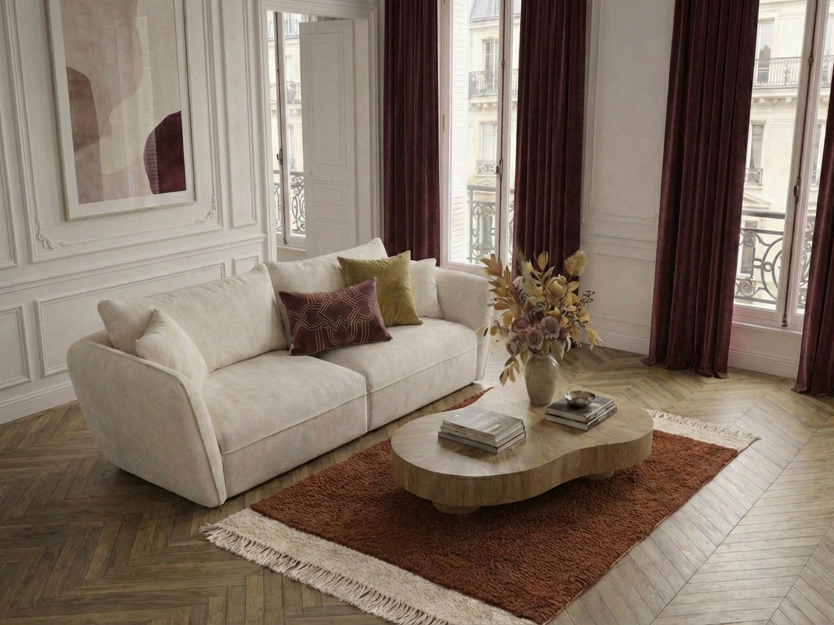 Canapé droit 3 places LUIGI lisse blanc — vue 5