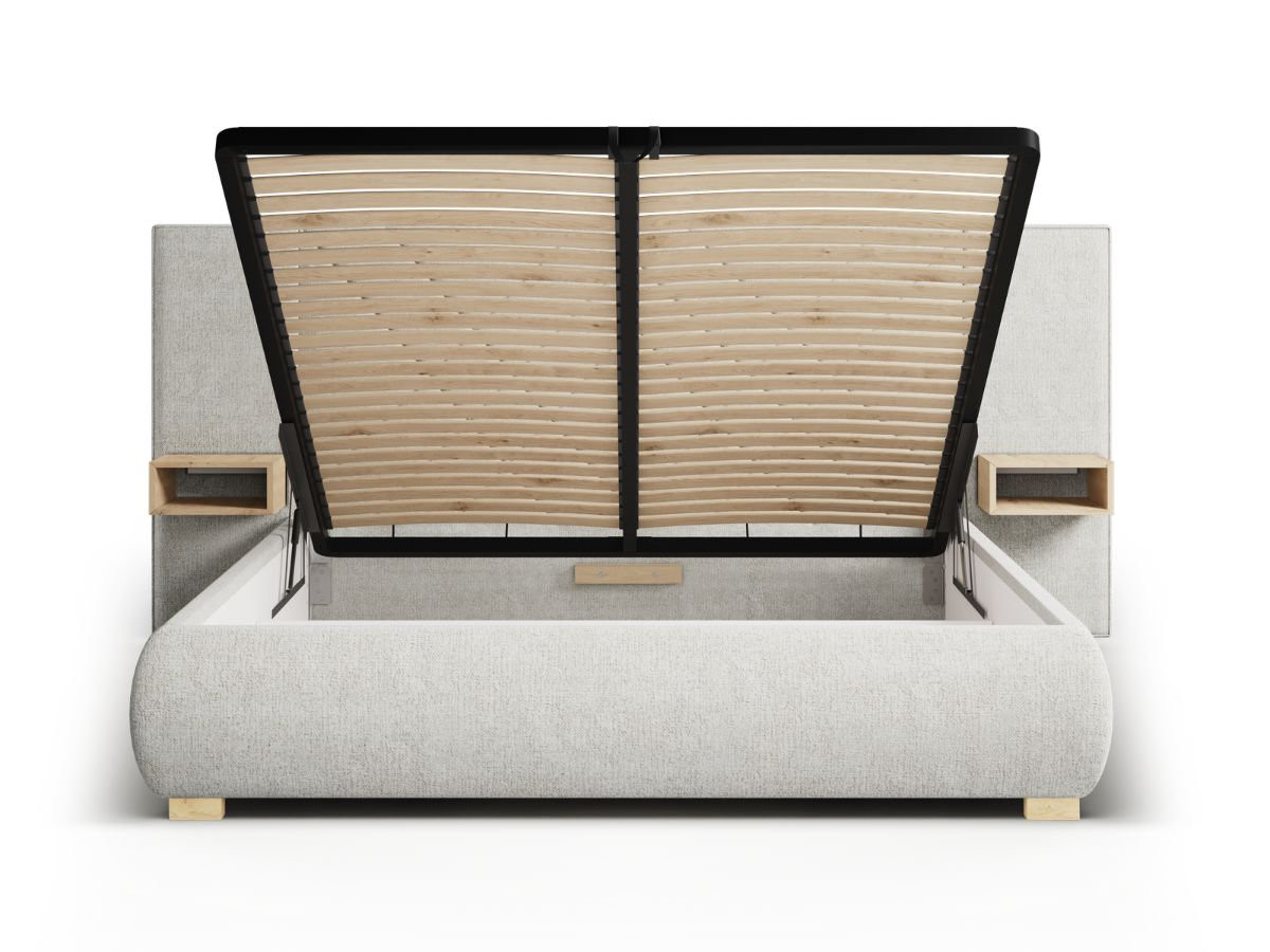 Lit coffre TREMY avec chevets et LED intégrées