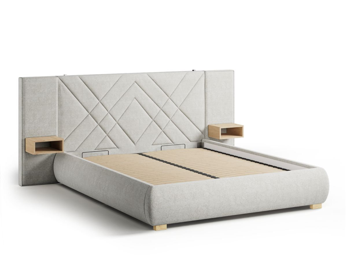 Lit coffre TREMY avec chevets et LED intégrées