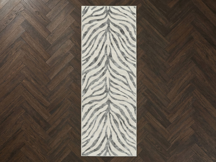 Tapis de couloir poils ras ZORA motif zèbre