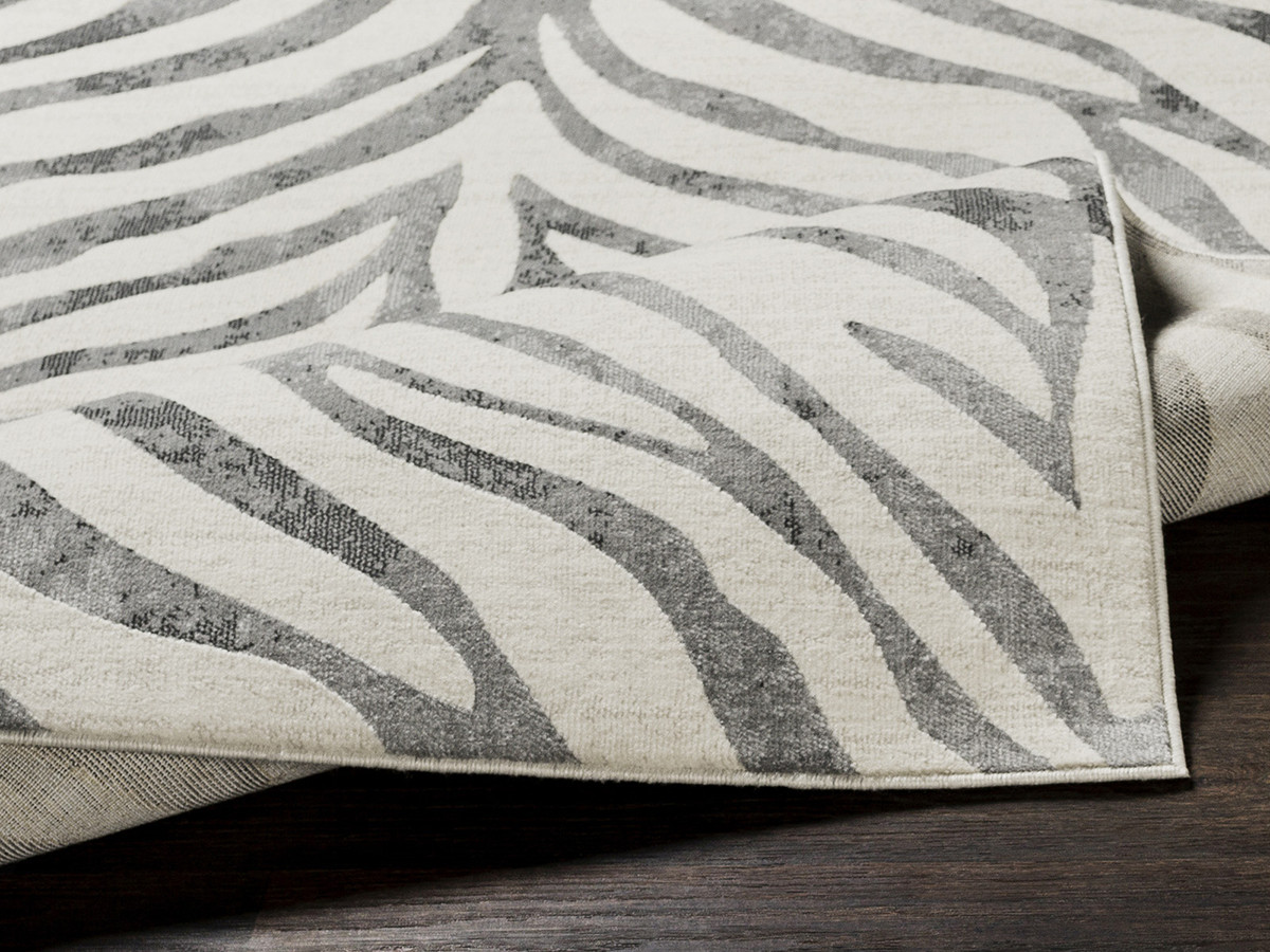 Tapis poils ras ZORA motif zèbre gris — vue 5