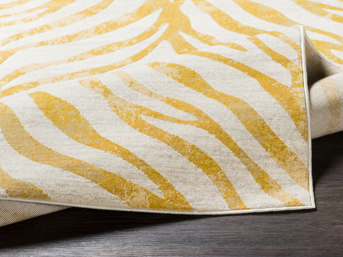 Tapis poils ras ZORA motif zèbre jaune — vue 5