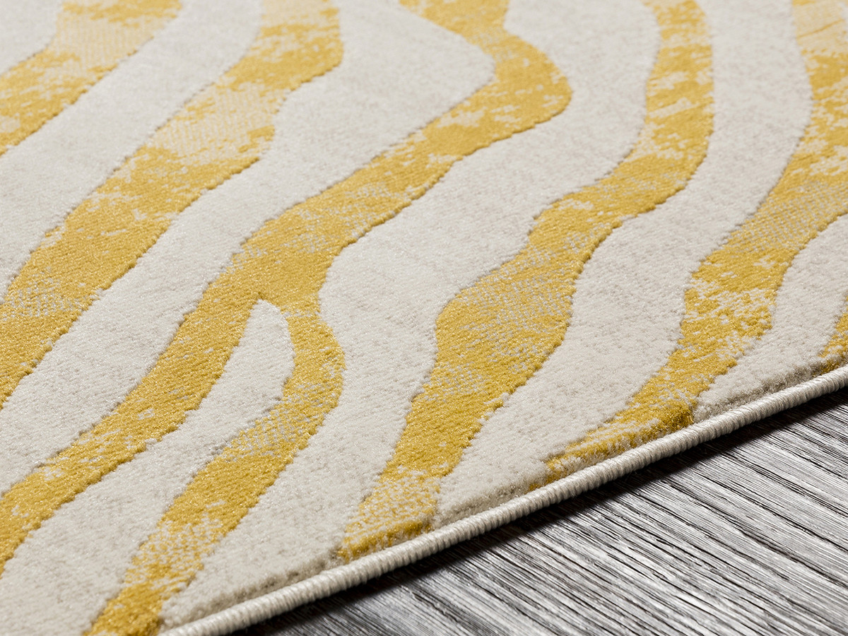 Tapis poils ras ZORA motif zèbre jaune — vue 6