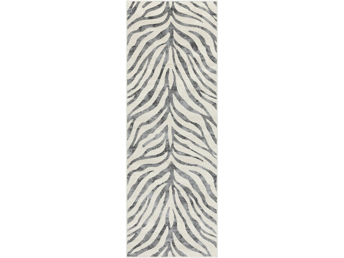 Tapis de couloir poils ras ZORA motif zèbre gris — vue 3