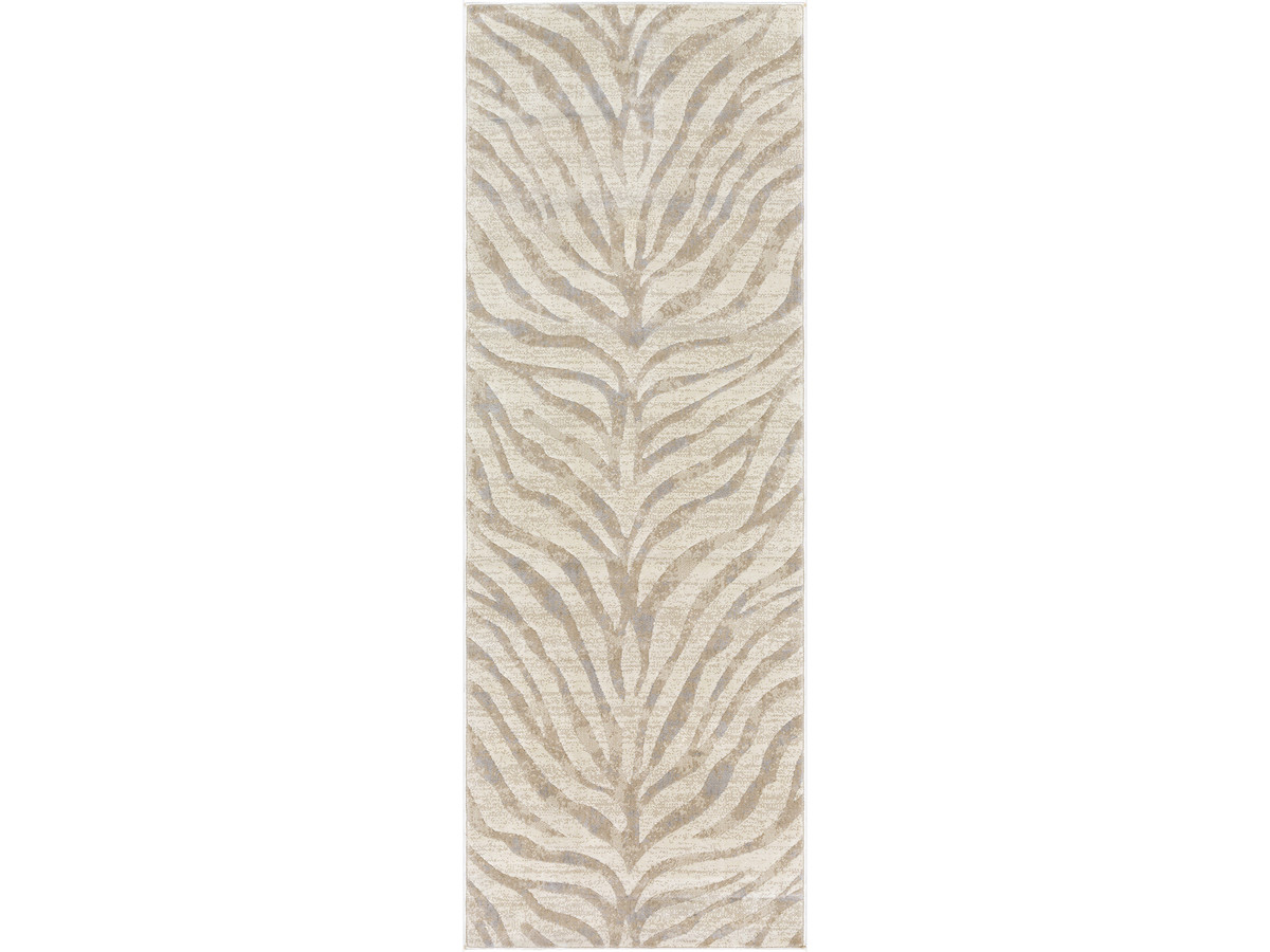 tapis de couloir poils ras zora motif zèbre de couleur beige