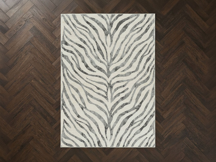 Tapis poils ras ZORA motif zèbre