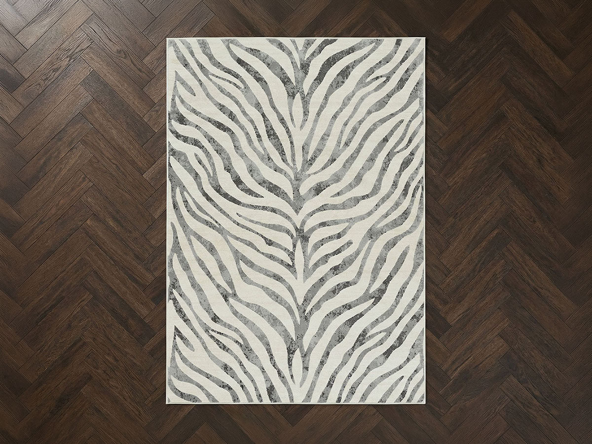 Tapis poils ras ZORA motif zèbre