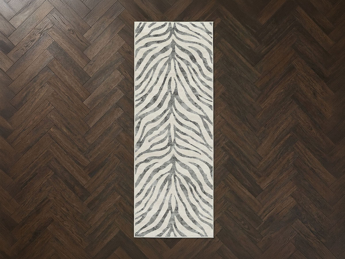 Tapis de couloir poils ras ZORA motif zèbre