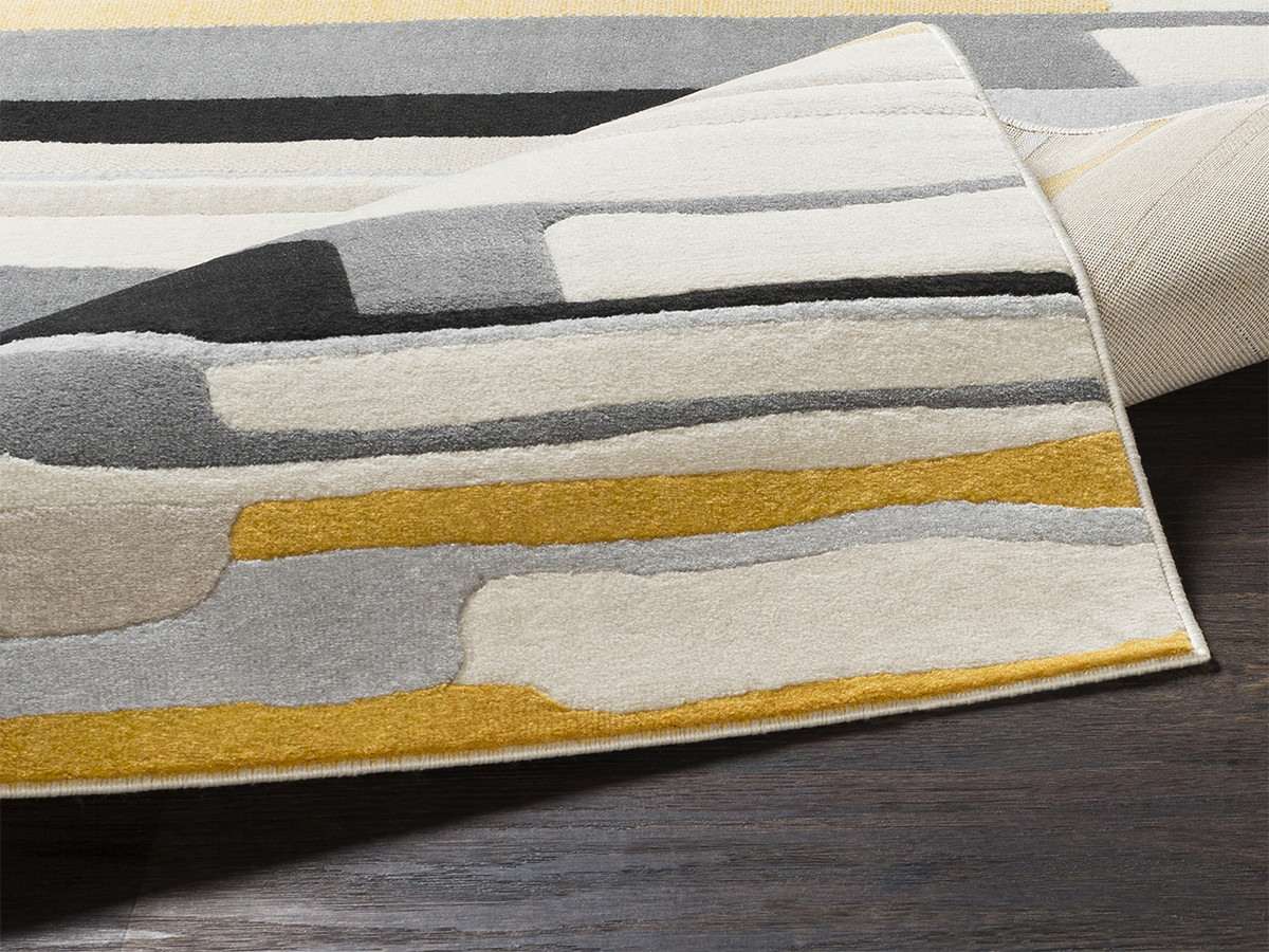 Tapis poils ras NAEL motif abstrait jaune — vue 5