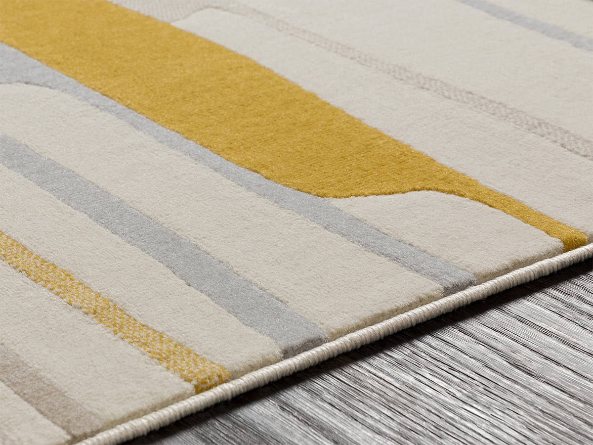 Tapis de couloir poils ras NAEL motif abstrait jaune — vue 6