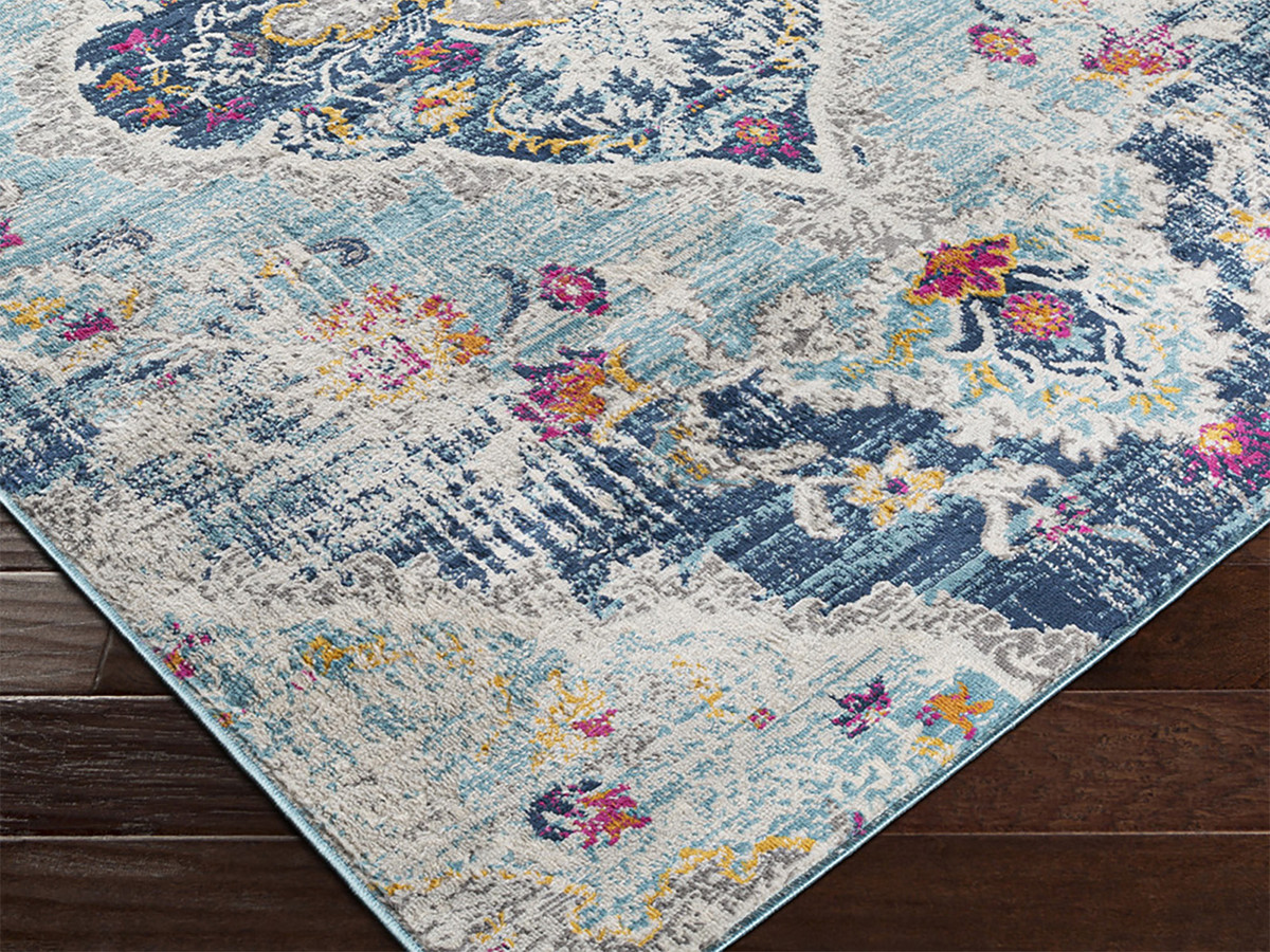 Tapis de couloir poils ras RUMI motif oriental bleu — vue 6