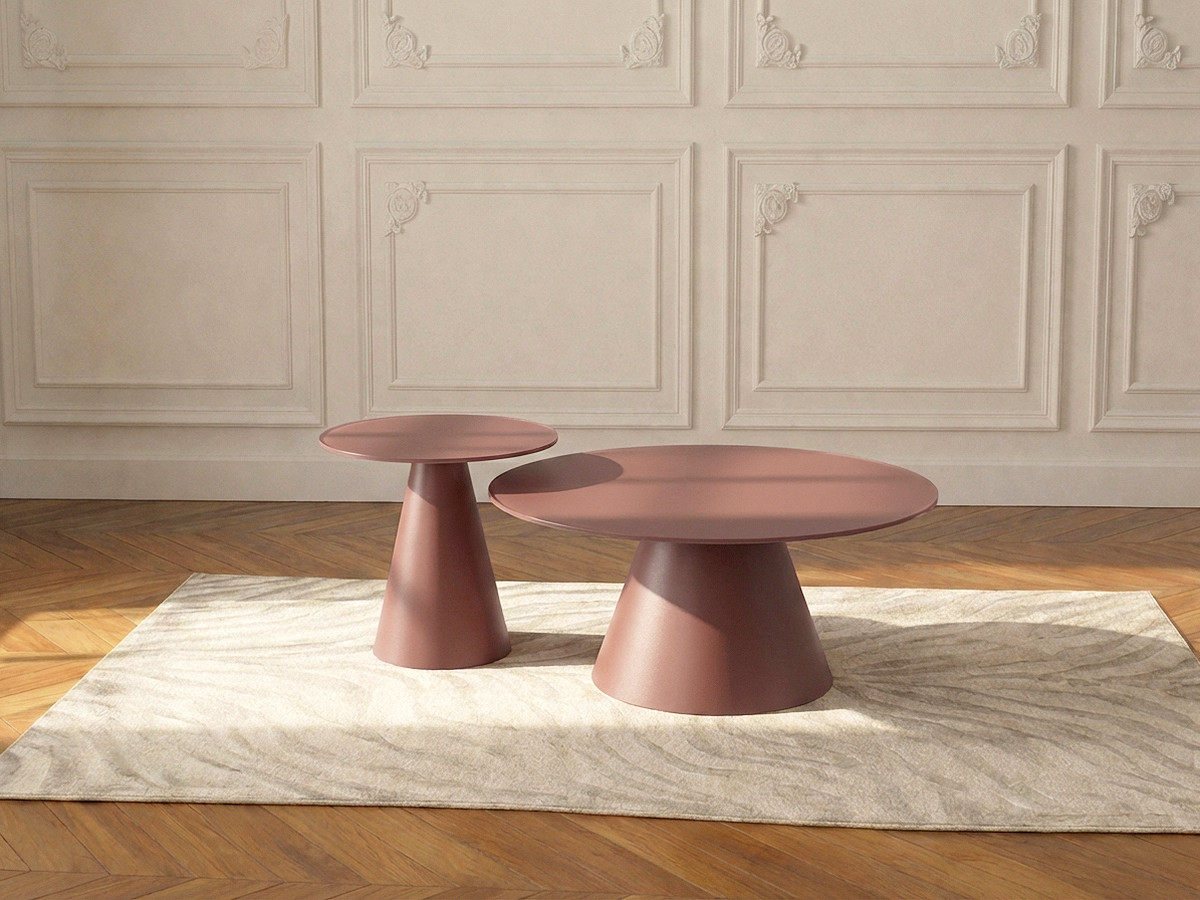 Set de 2 tables basses VALIA verre trempé et métal terracotta — vue 4