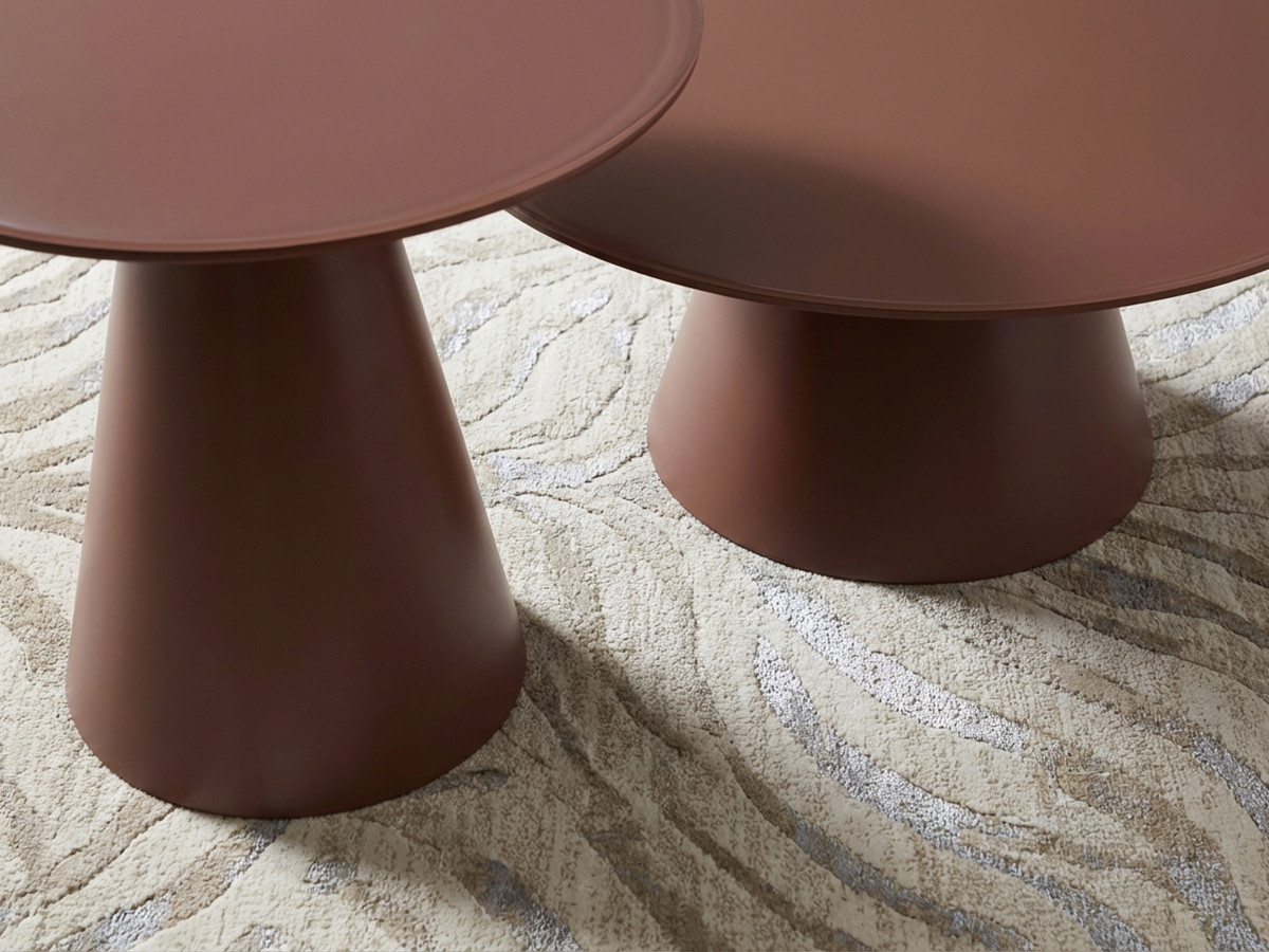 Set de 2 tables basses VALIA verre trempé et métal terracotta — vue 5