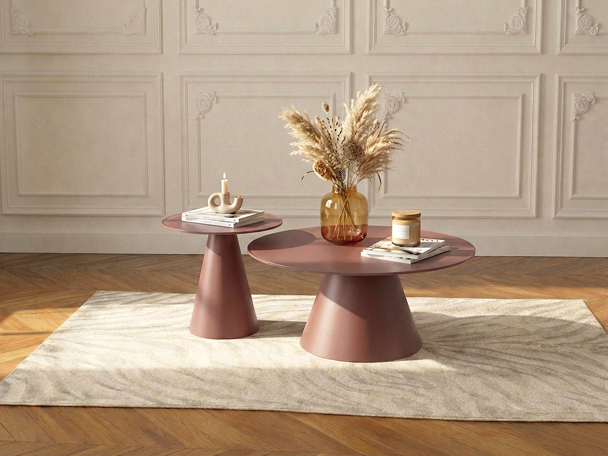 Set de 2 tables basses VALIA verre trempé et métal