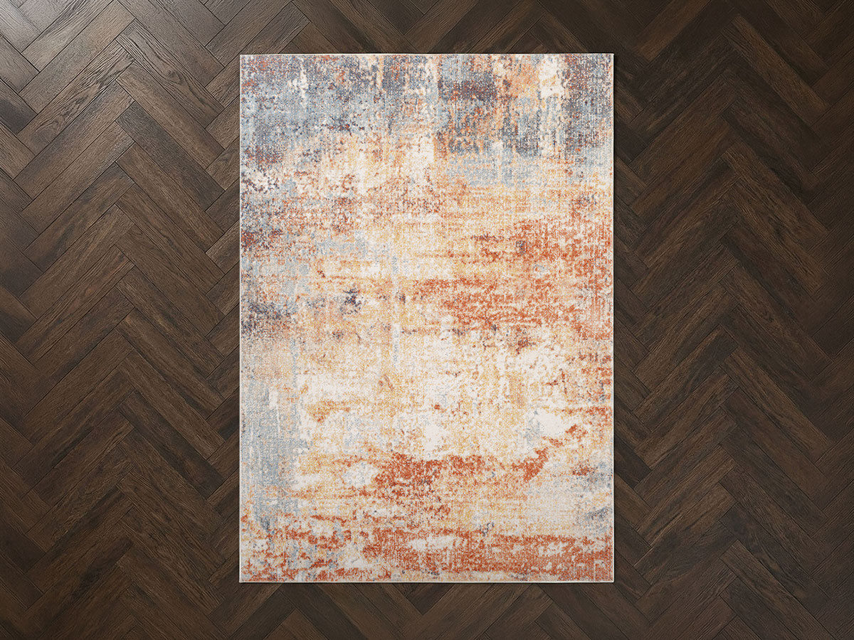 Tapis poils ras KAIRO motif abstrait rouge