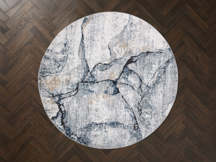 Tapis rond poils ras ALDA motif abstrait