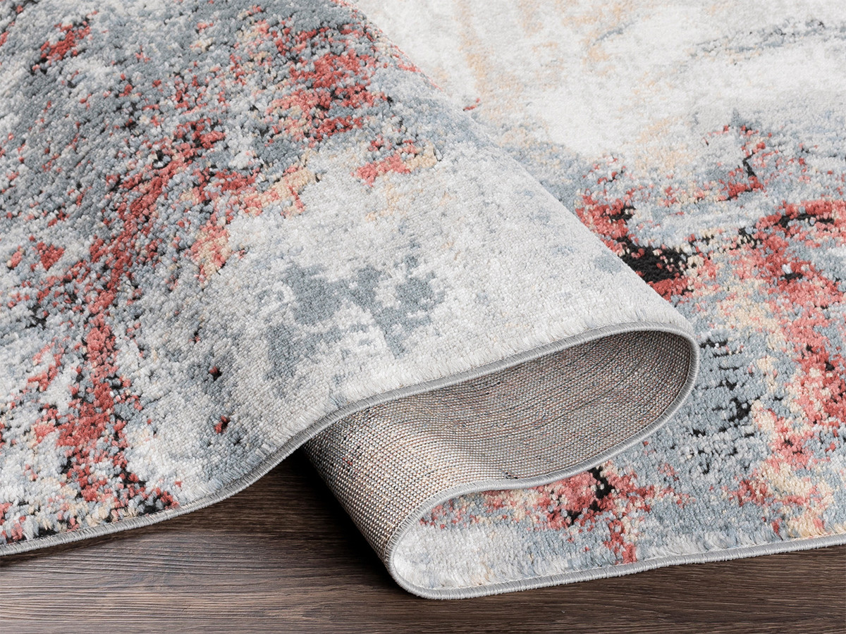 Tapis poils ras ORION motif abstrait rouge — vue 6