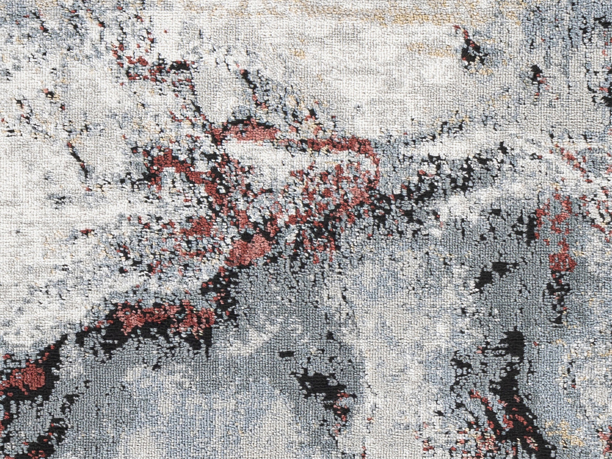 Tapis poils ras ORION motif abstrait rouge — vue 5