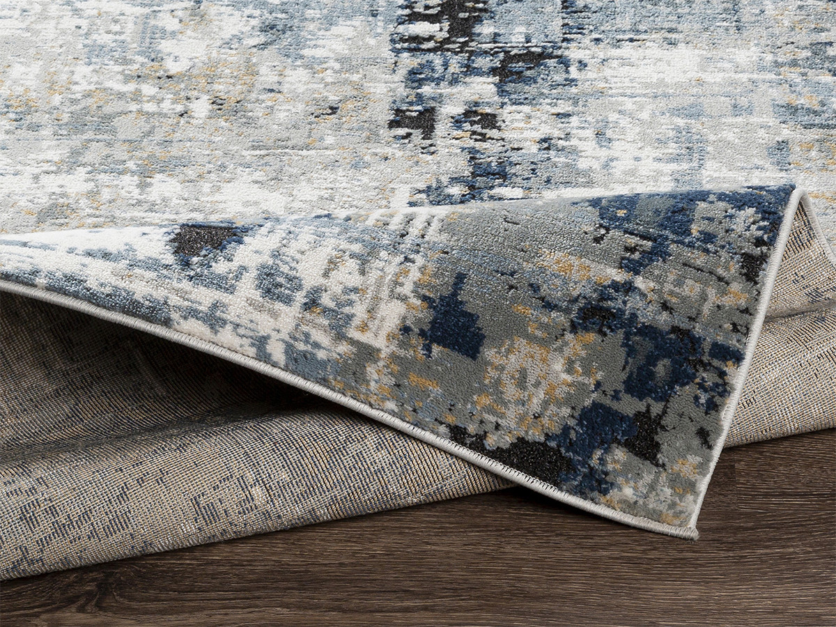 Tapis poils ras SILAS motif abstrait bleu — vue 5