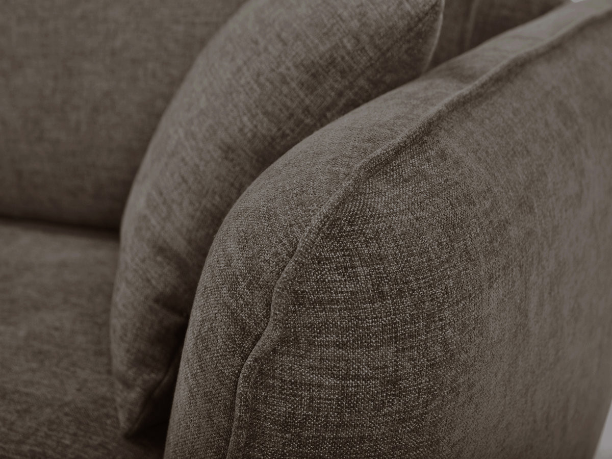 Canapé d'angle fixe LUIGI tissu lisse avec pouf