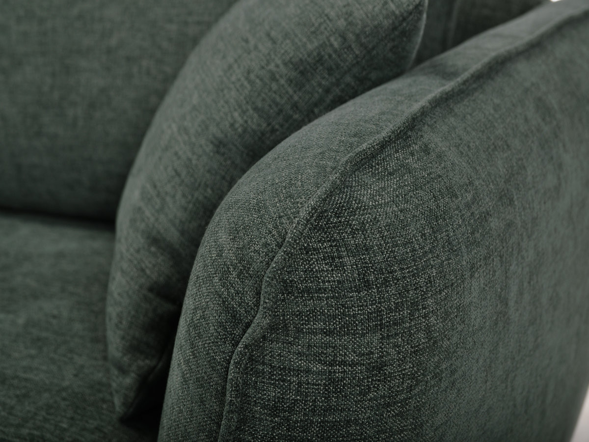 Canapé d'angle fixe LUIGI tissu lisse avec pouf