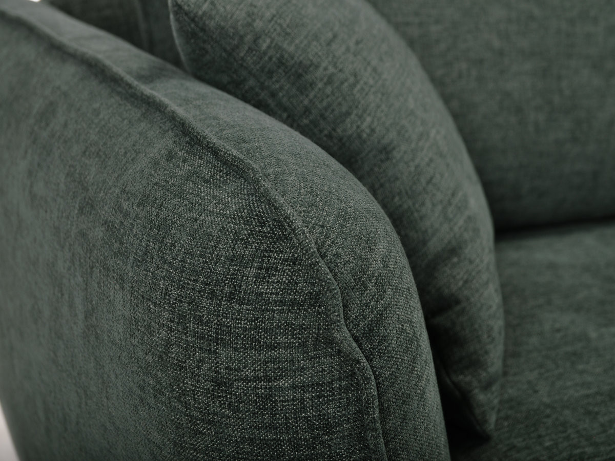 Canapé d'angle fixe LUIGI tissu lisse avec pouf