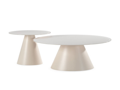 Set de 2 tables basses VALIA verre trempé et métal