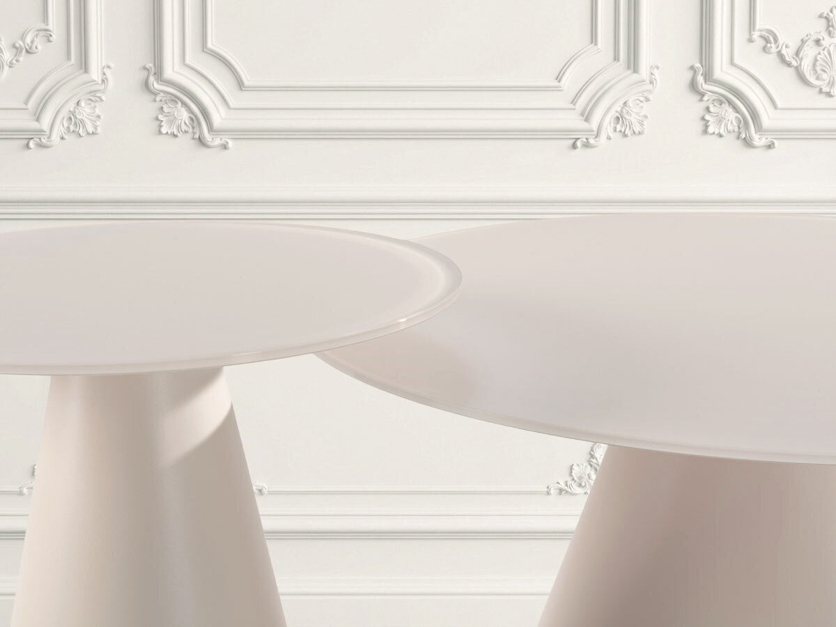 Set de 2 tables basses VALIA verre trempé et métal crème — vue 6