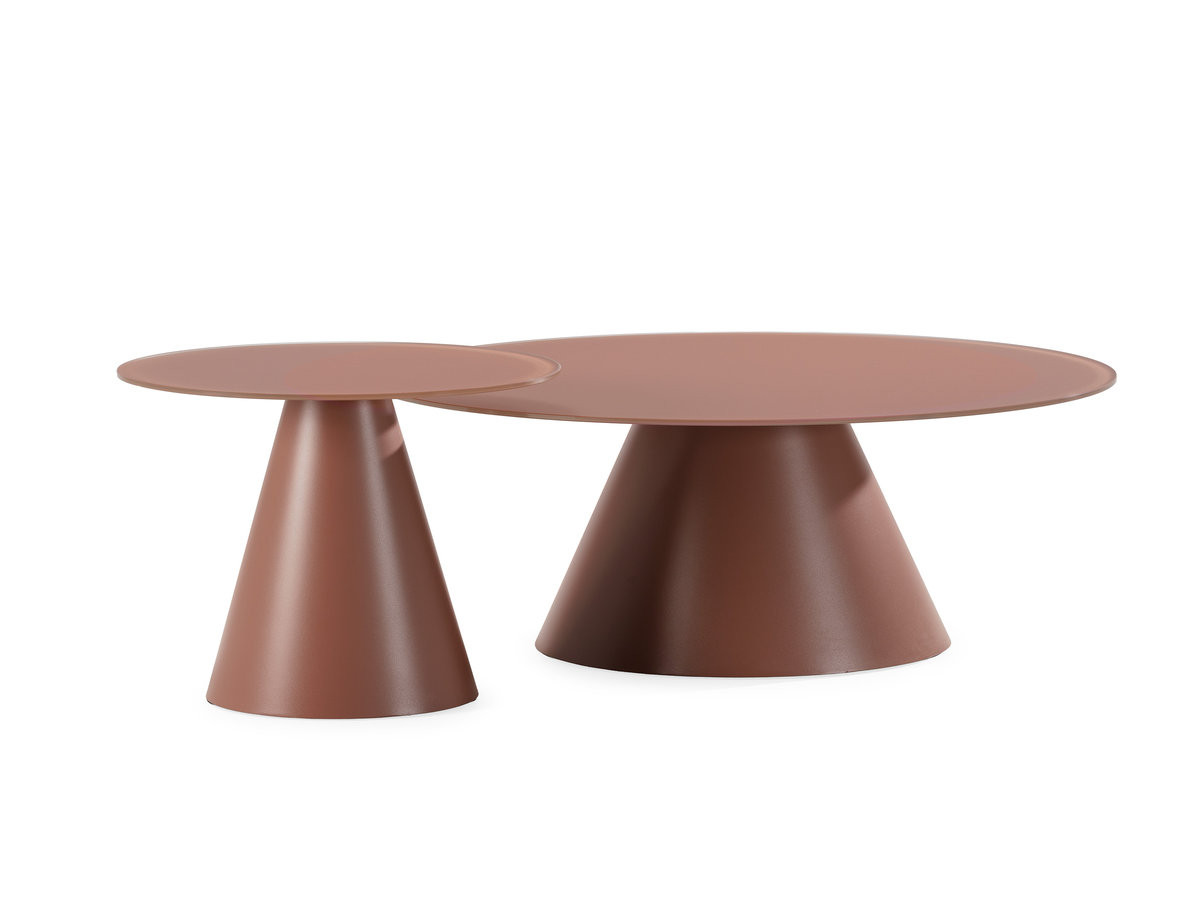 Set van 2 VALIA salontafels van gehard glas en metaal