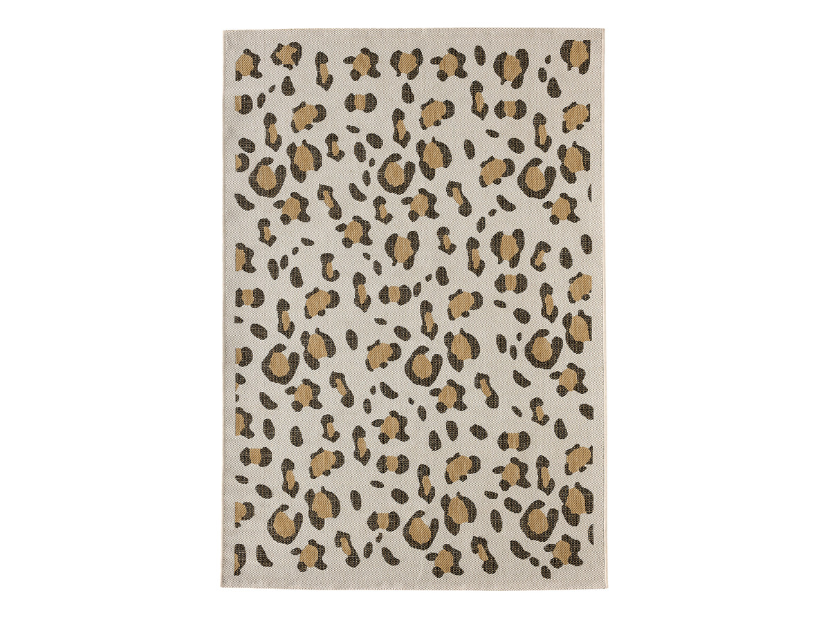 geweven vloerkleed in de kleur fauve met luipaardprint gekleurd beige