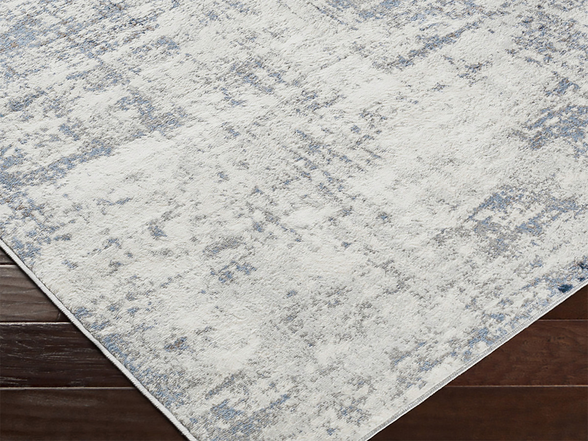 Tapis poils ras LERA motif vintage bleu — vue 6