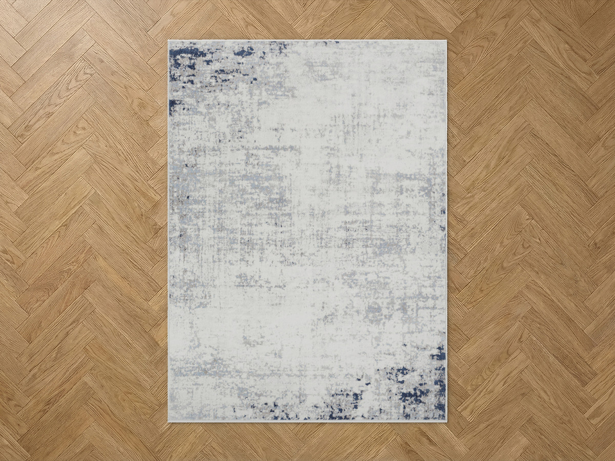 Tapis poils ras LERA motif vintage bleu — vue 4