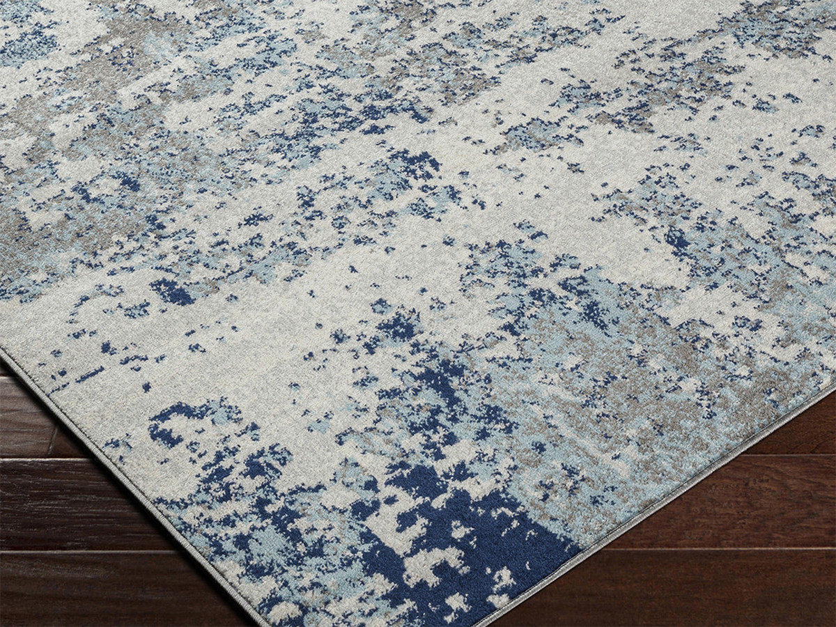 Tapis de couloir poils ras YSBA motif abstrait bleu — vue 4