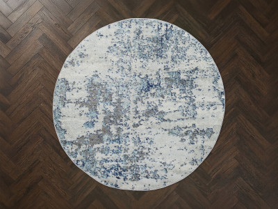 Tapis rond poils ras YSBA motif abstrait