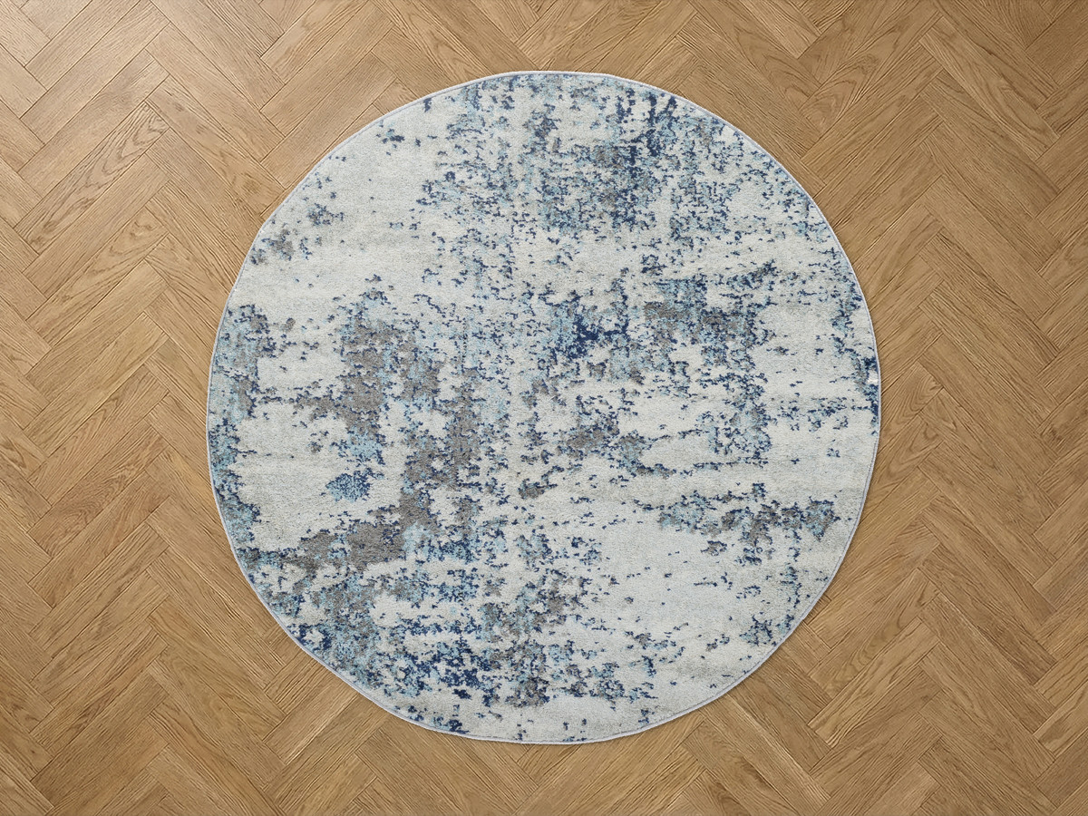 Tapis rond poils ras YSBA motif abstrait