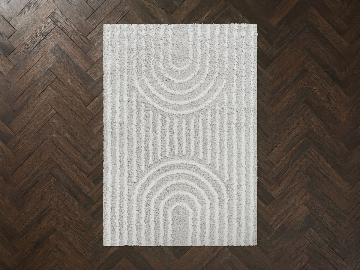 Tapis poils longs KIMU motif abstrait gris