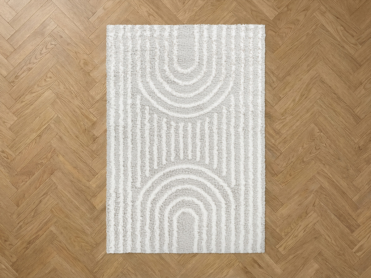 Tapis poils longs KIMU motif abstrait gris — vue 5