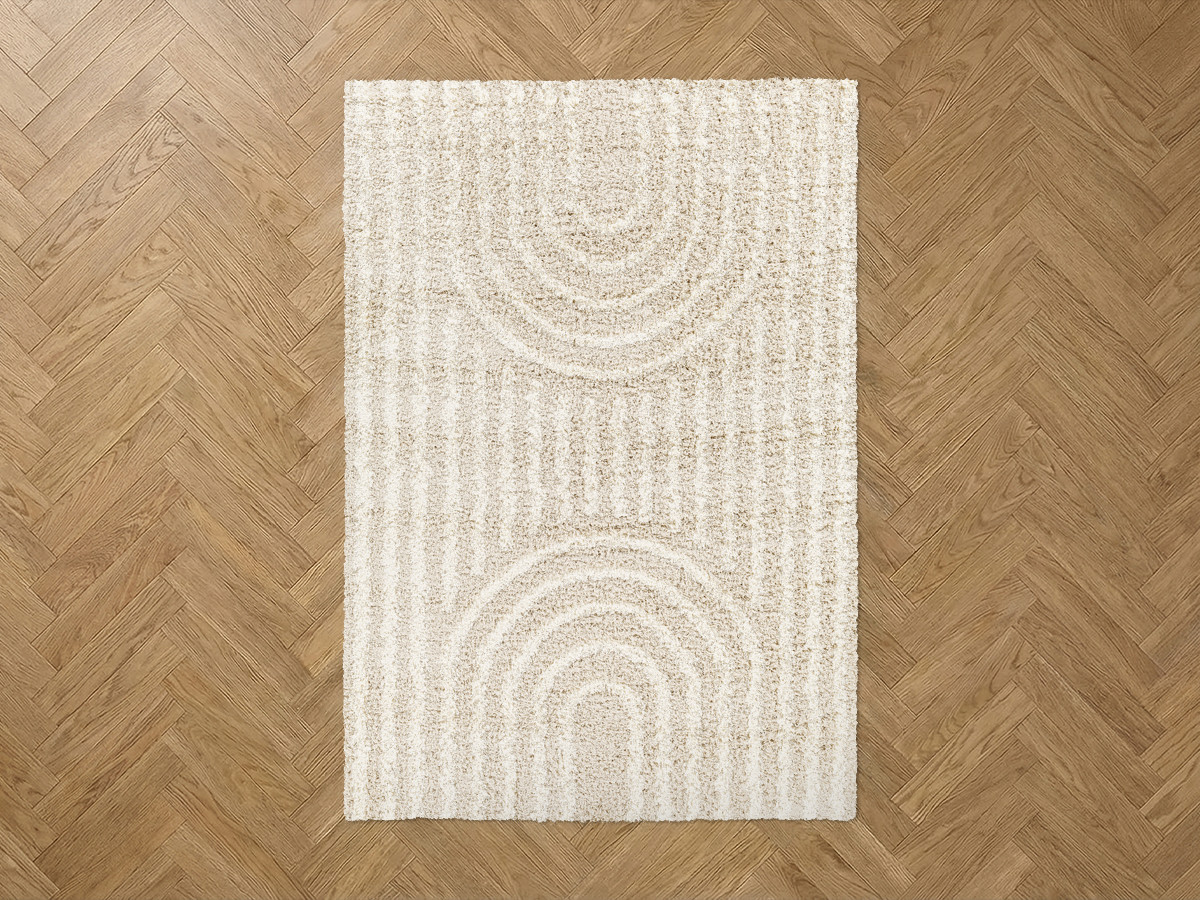 Tapis poils longs KIMU motif abstrait beige — vue 5