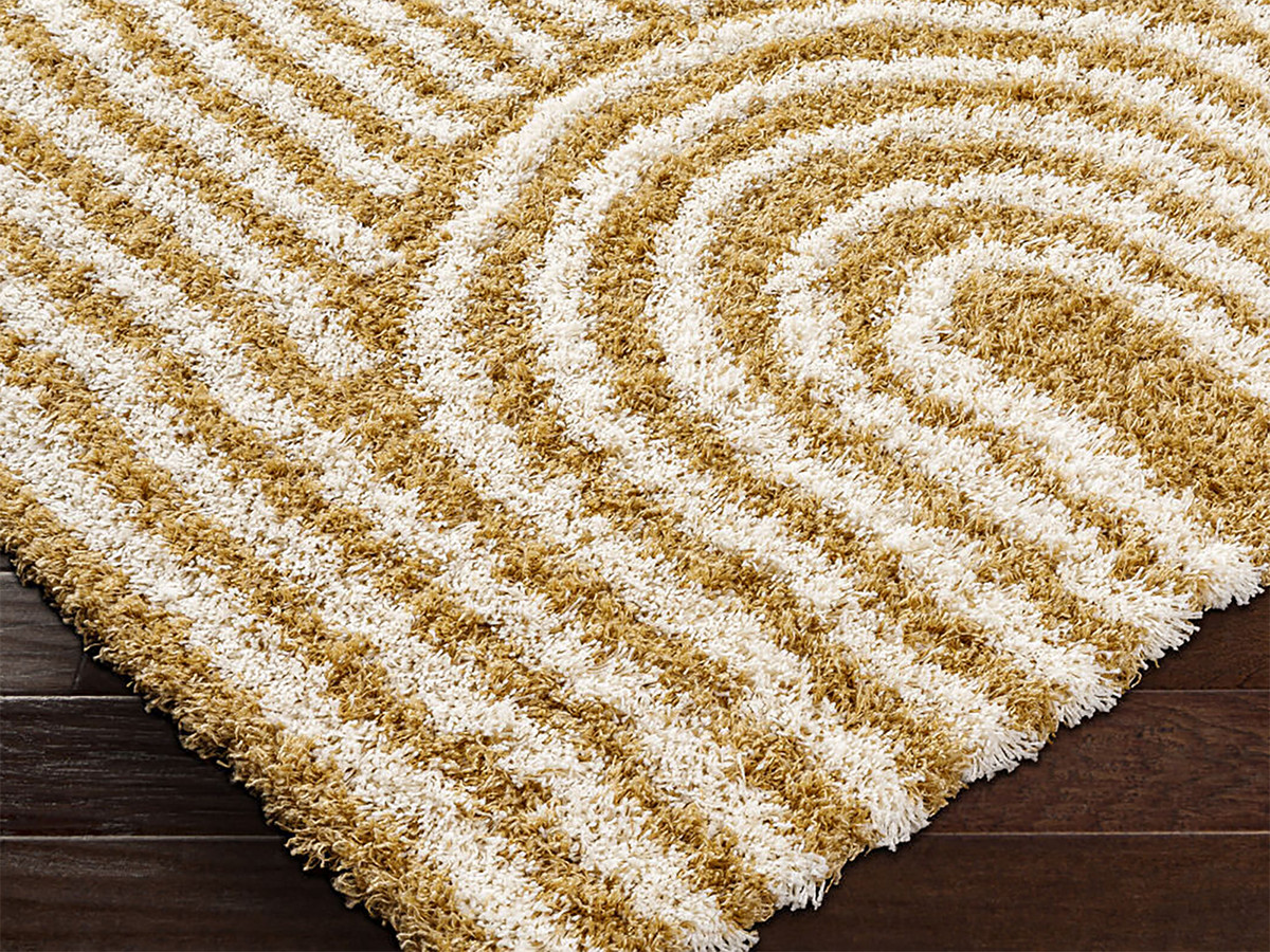 Tapis poils longs KIMU motif abstrait jaune — vue 4