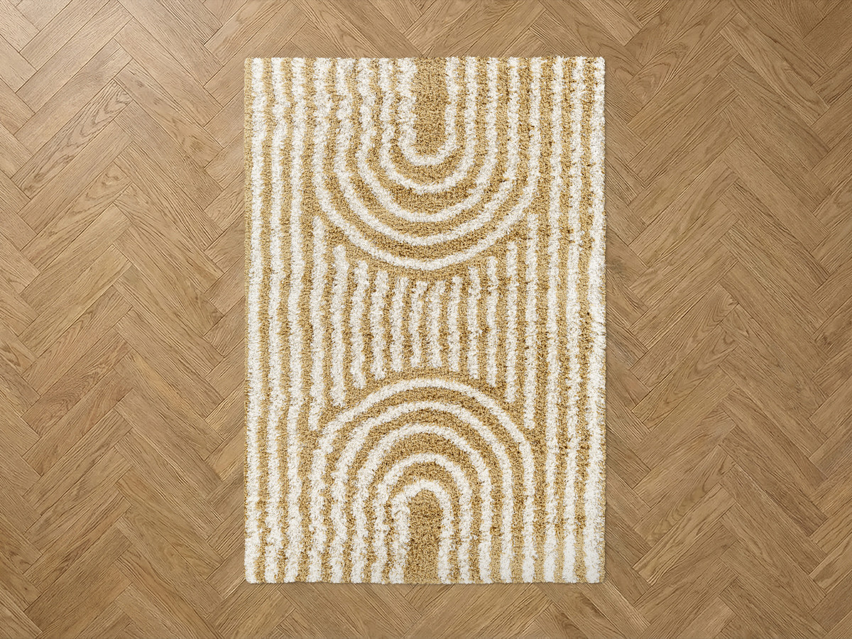 KIMU hoogpolig vloerkleed met abstract patroon