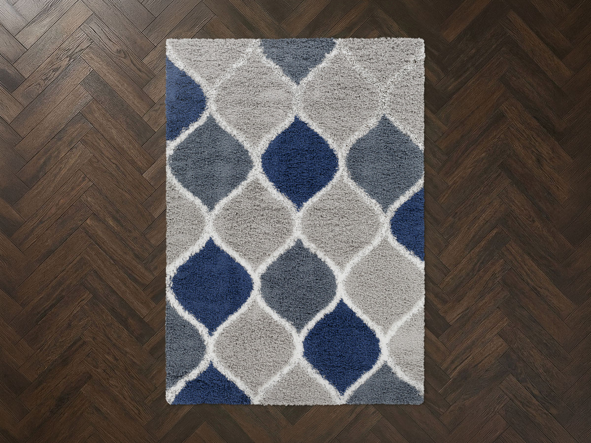 Tapis poils longs VADIA motif abstrait bleu — vue 5