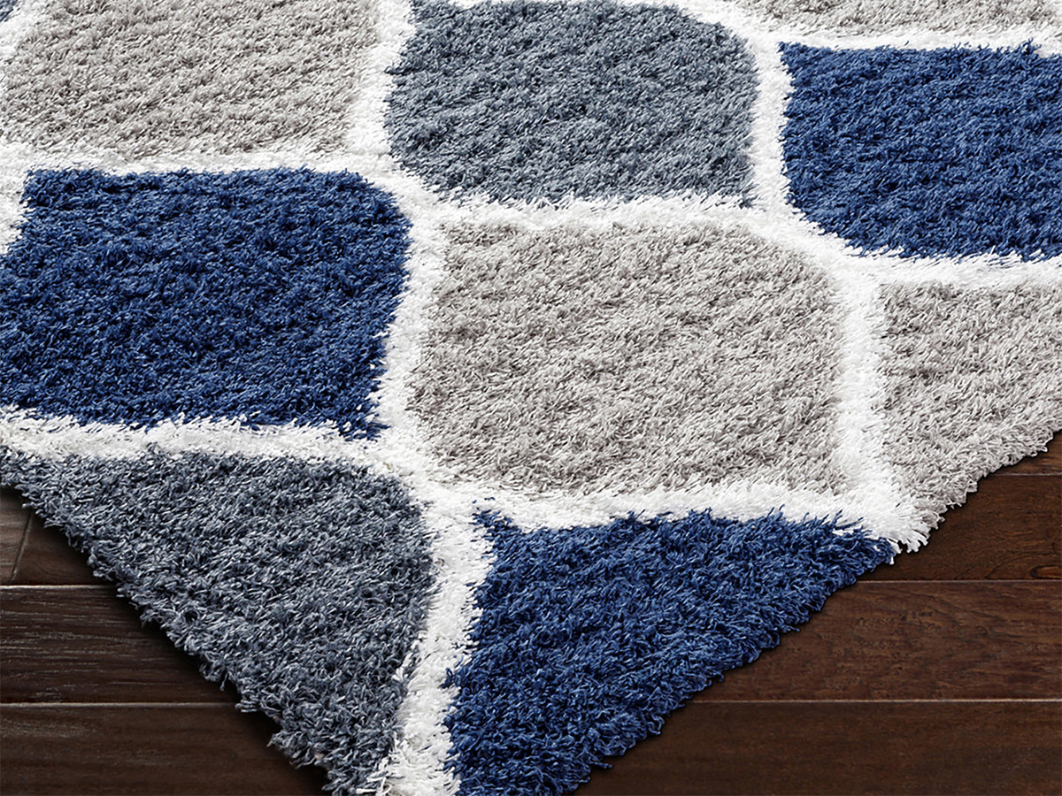 Tapis poils longs VADIA motif abstrait bleu — vue 6