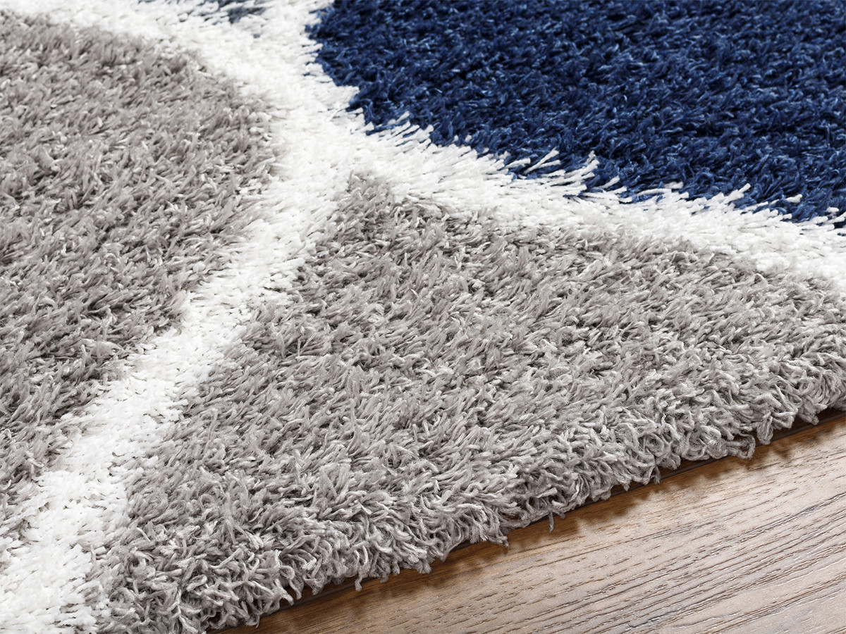 Tapis poils longs VADIA motif abstrait bleu — vue 4