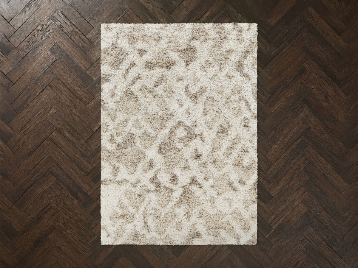 Tapis poils longs FADRA motif abstrait beige
