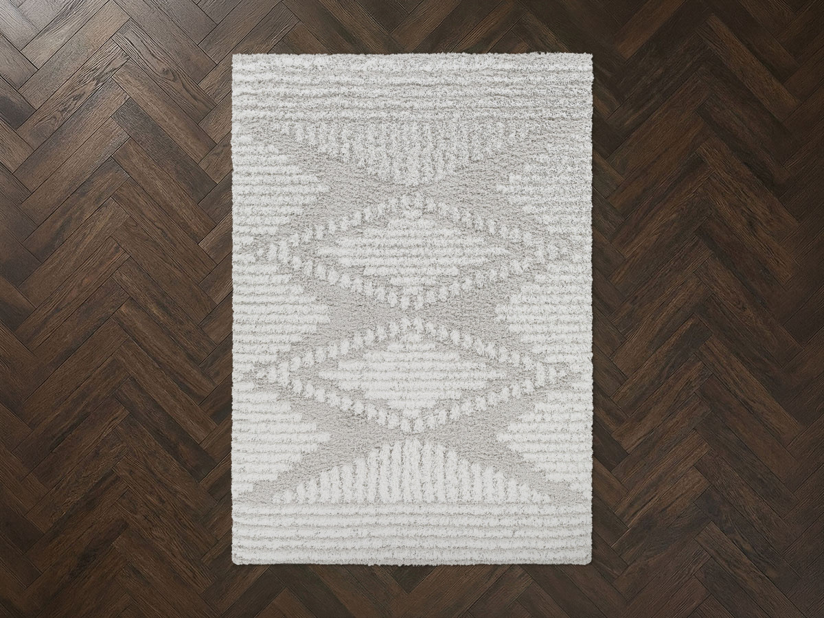 Tapis poils longs RIANO motif berbère gris