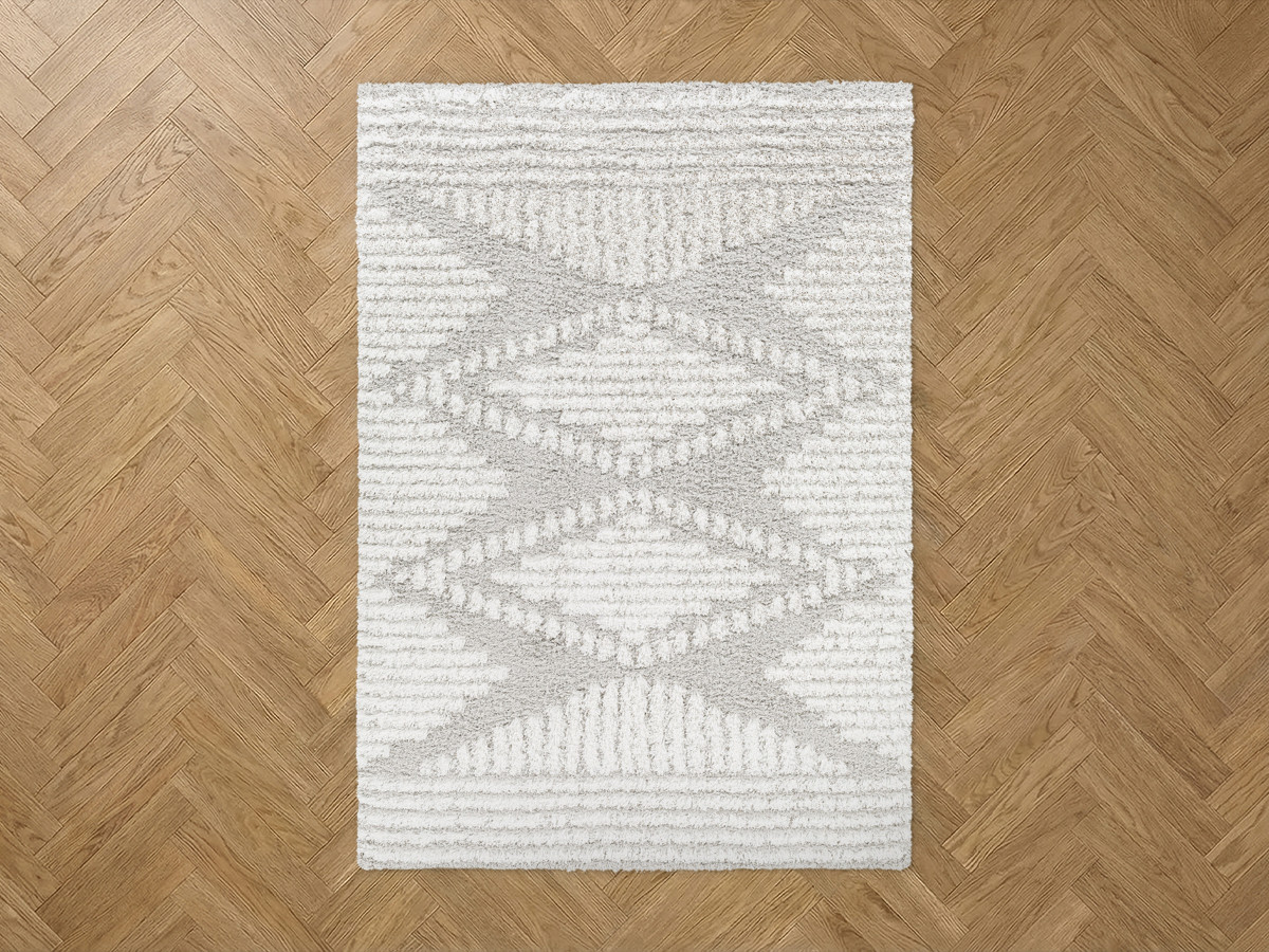 Tapis poils longs RIANO motif berbère gris — vue 5