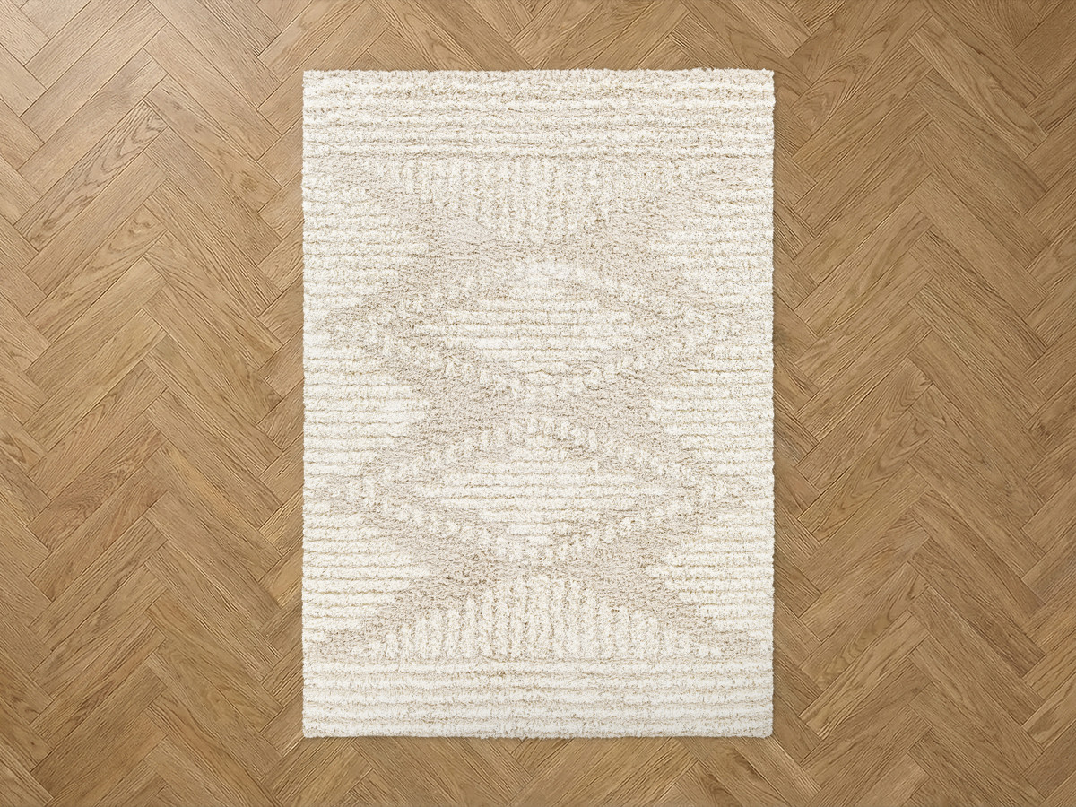 Tapis poils longs RIANO motif berbère beige — vue 5