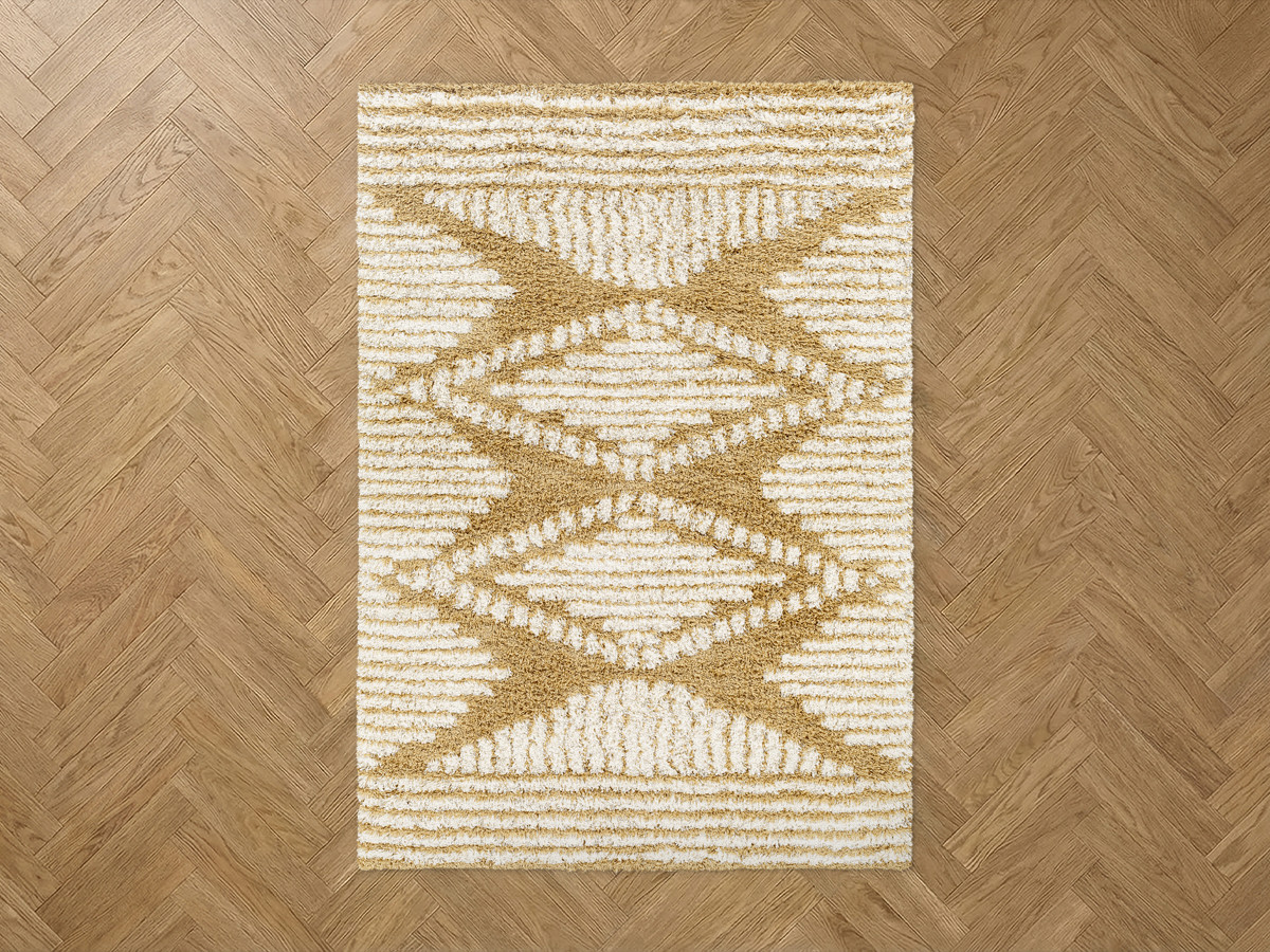 Tapis poils longs RIANO motif berbère jaune — vue 5